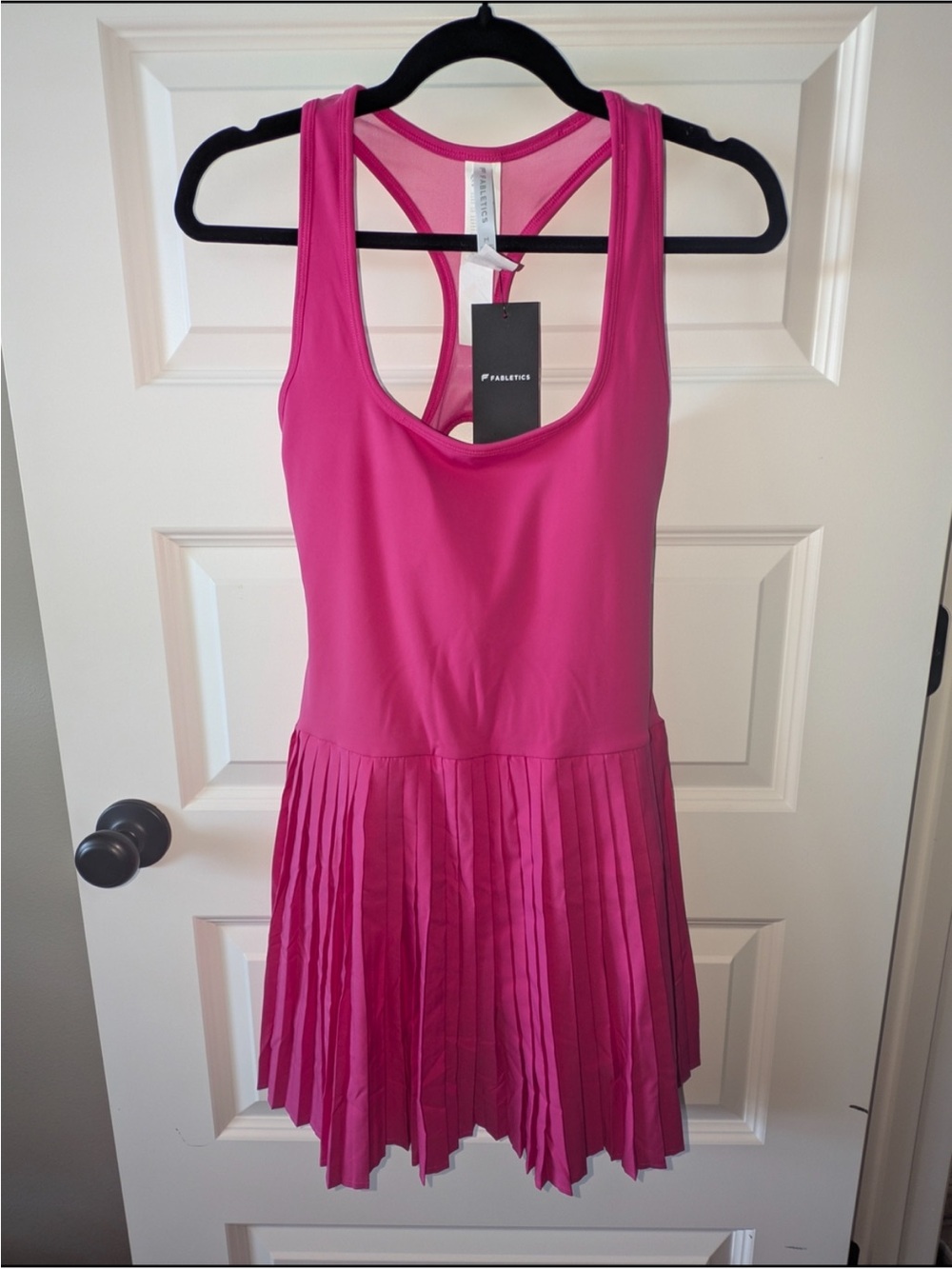 Fabletics Bright Pink Pleated Racerback Tennis Dress - Picture 2 of 3